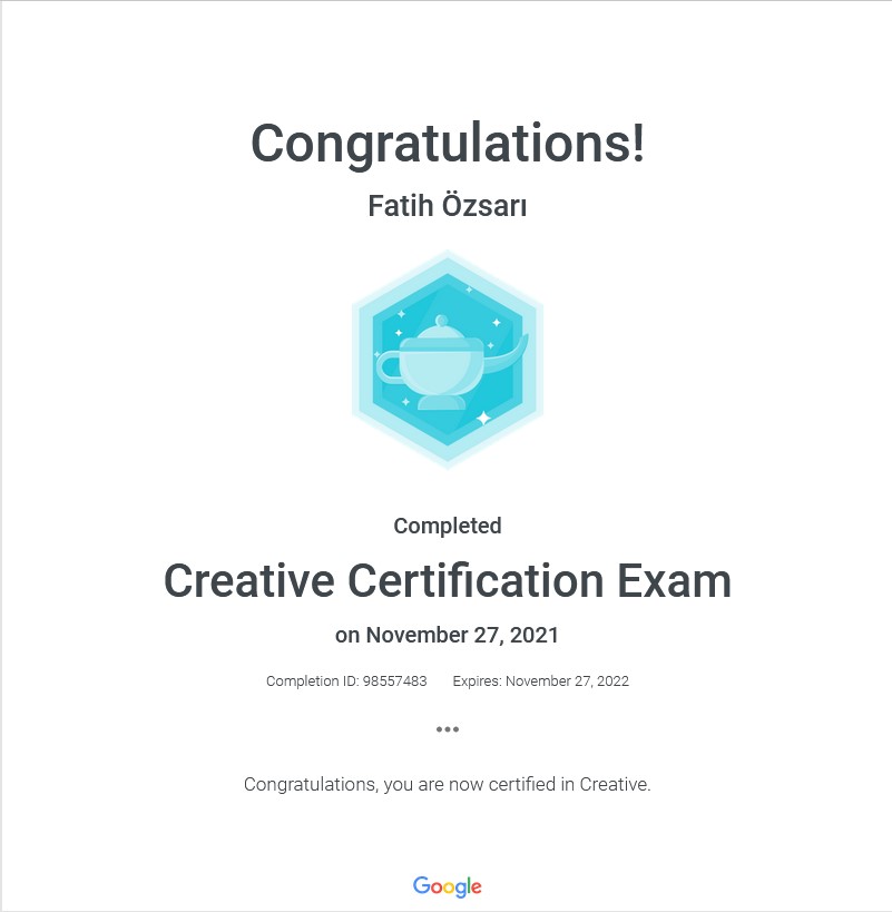 2. Google -Creative Certification Exam