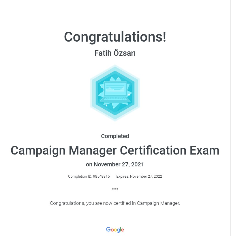 3. Goggle -Campaign Manager Certification